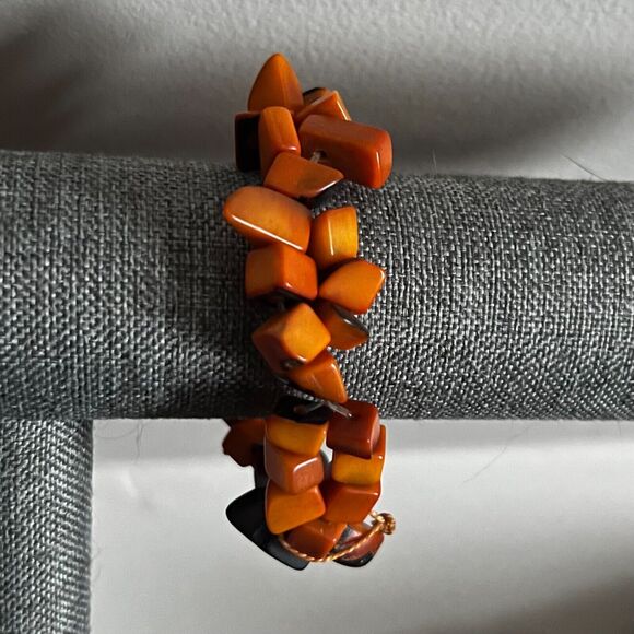 Unbranded Women's Orange Tagua Nut Rectangular Bead Stretch Bracelet NWOT - Picture 12 of 12